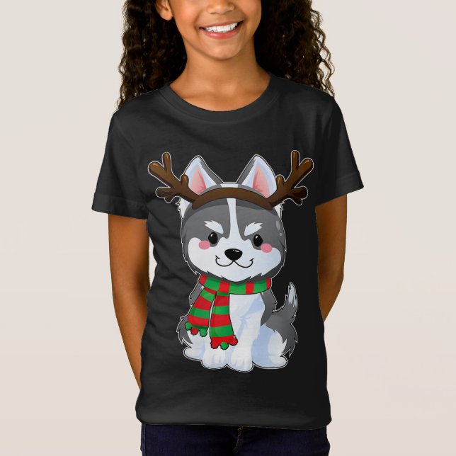Cute Siberian husky Hund Gifts från den fina julen T Shirt (Framsida)