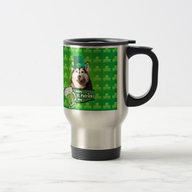 Cute Siberian husky Hund Hat St. Patrick's Day Resemugg (Höger)