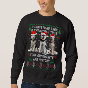 Cute Siberian husky Hund Oh Julgran Ugly Xma Lång Ärmad Tröja