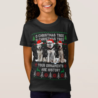 Cute Siberian husky Hund Oh Julgran Ugly Xma T Shirt