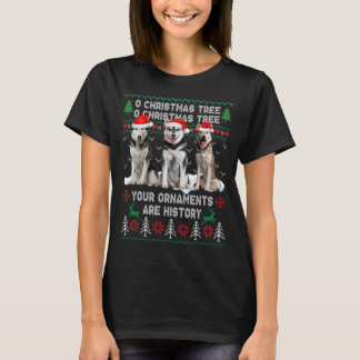 Cute Siberian husky Hund Oh Julgran Ugly Xma T Shirt