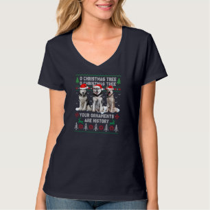 Cute Siberian husky Hund Oh Julgran Ugly Xma T Shirt