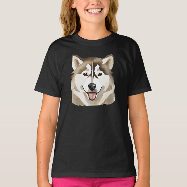 Cute Siberian husky Hund Varg Funny huskies Hund M T Shirt (Framsida)