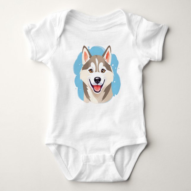 Cute Siberian husky Hund Varg  Funny huskies Hund T Shirt (Framsida)