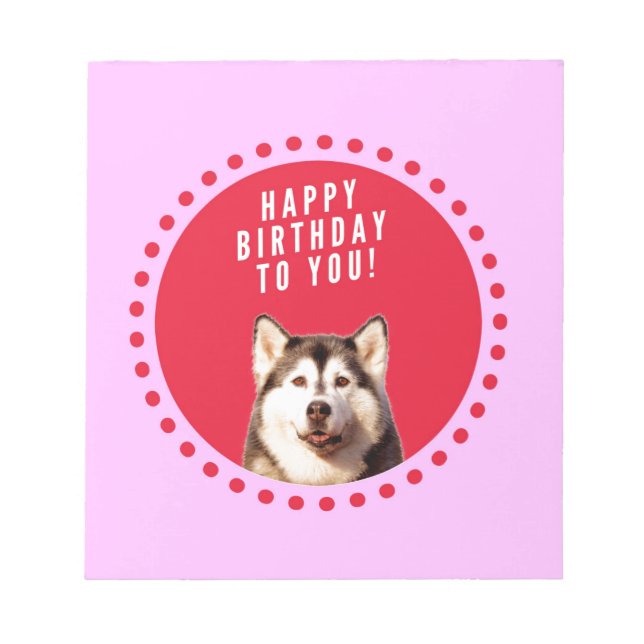 Cute Siberian husky Hund Wishing Grattis på födels Anteckningsblock (Framsida)