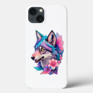 Cute Siberian husky med flowersiPhone/iPad-väska