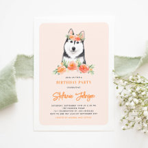 Cute Siberian husky Peach Blommigt Barns födelseda