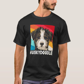 Cute Siberian Huskydoodle Art Retro Sociabl Huskyd T Shirt