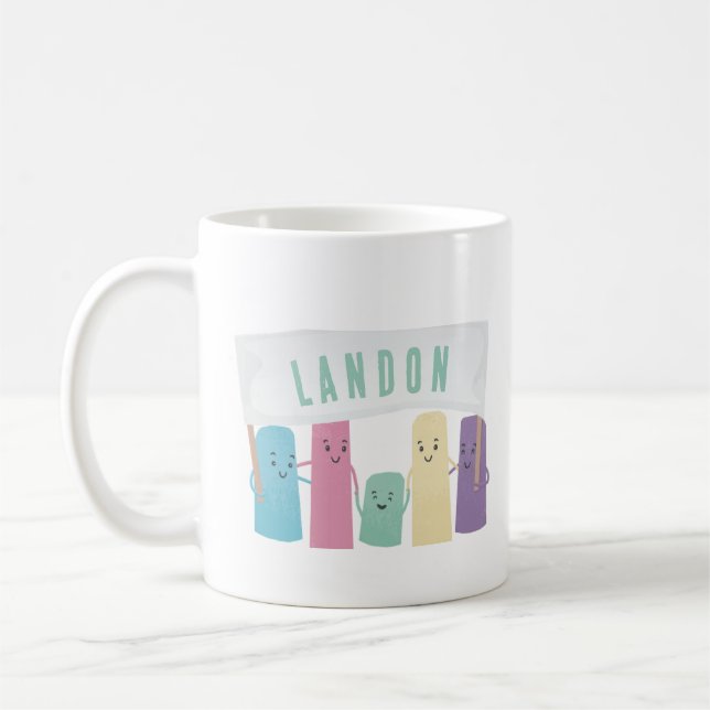 Cute Sidewalk Chalk med anpassningsbar-tecken Kaffemugg (Vänster)