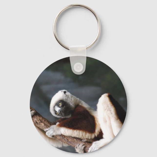 Cute Sifaka Lemur Keychain Nyckelring (Framsida)