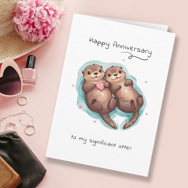 Cute Significant Otter Animal Punny-årsdag Kort (Cute Significant Otter Animal Punny Anniversary Card)