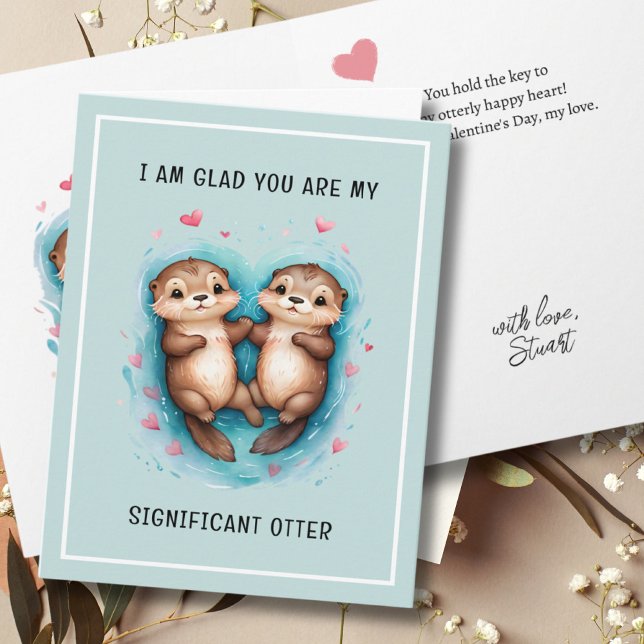 Cute Significant Otter Couple Funny Valentine Kort (Cute Significant Otter Couple Funny Valentine Card)