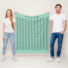 Cute Silhouette Coconut Träd Mönster Soft Blue Fleecefilt