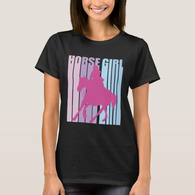 Cute Silhouette Horseback Rider Riding Funny Horse T Shirt (Framsida)
