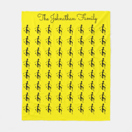 Cute Silhouette idrottsman Mönster, African Art Fleecefilt