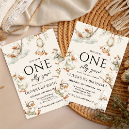 cute Silly Goose ,One Silly Goose 1st Party Inbjudningar