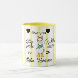 Cute Silly Goose Pink Stripe Personalized Mug Mugg