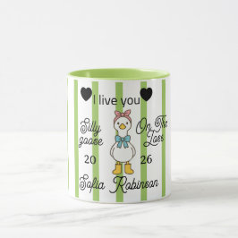 Cute Silly Goose Pink Stripe Personalized Mug Mugg