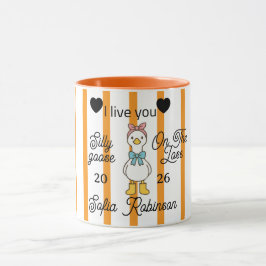 Cute Silly Goose Pink Stripe Personalized Mug Mugg