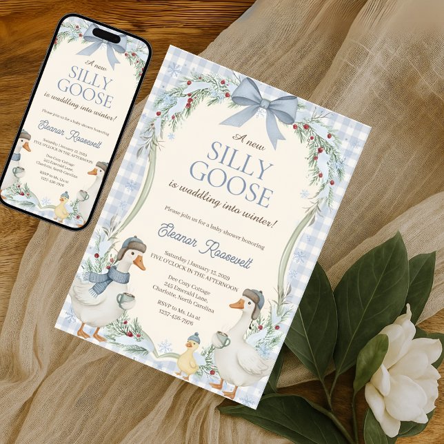 Cute Silly Goose Waddle Into Winter Baby Shower Inbjudningar (Skapare uppladdad)