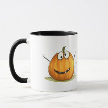 Cute Silly Pumpkin Spider Halloween Coffee Mug