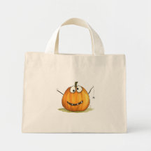 Cute Silly Pumpkin Spider Halloween Tote Bag