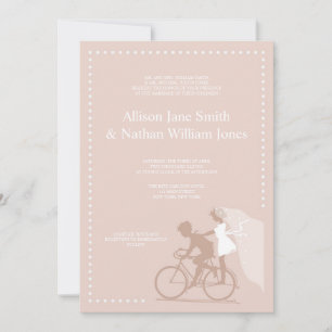 CUTE Silver Bicycle Couple Wedding bjudande Inbjudningar
