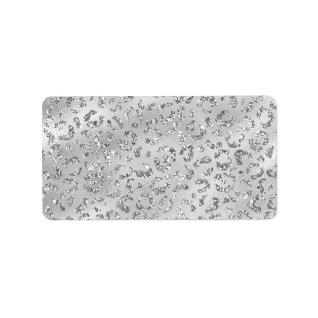 Cute Silver Cheetah Leopard Skin Print Mönster Adressetikett (Framsidan)