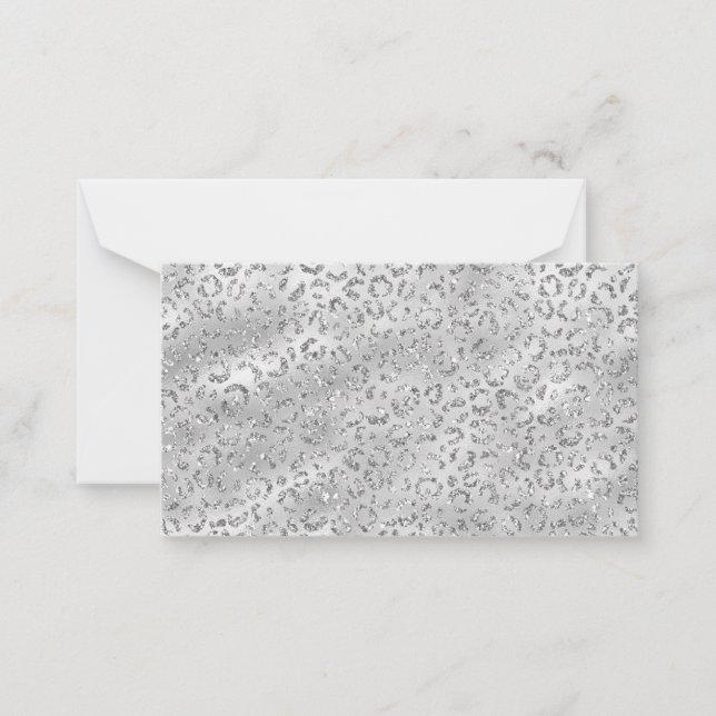 Cute Silver Cheetah Leopard Skin Print Mönster Anteckningskort (Framsida)