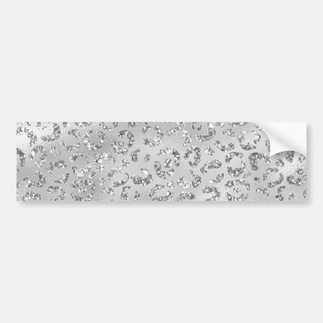 Cute Silver Cheetah Leopard Skin Print Mönster Bildekal (Framsidan)
