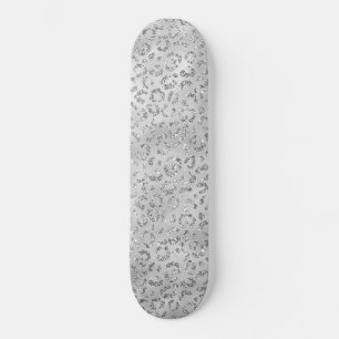 Cute Silver Cheetah Leopard Skin Print Mönster Mini Skateboard Bräda 18,5 Cm