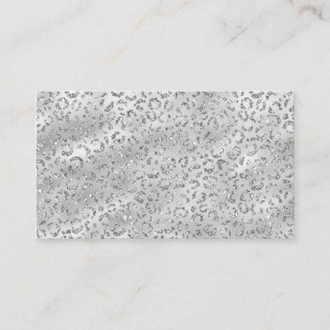 Cute Silver Cheetah Leopard Skin Skriv ut Mönster Visitkort (Framsida)
