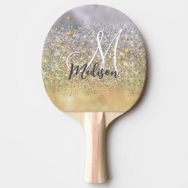 Cute silver guld Glitter-stjärnor, monogram Pingisracket