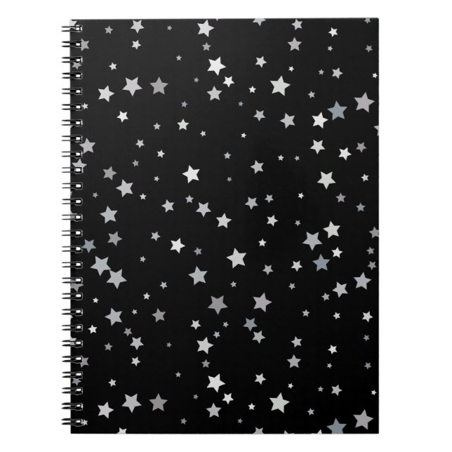 Cute Silver Stars mönster | Bakgrund färg Anteckningsbok (Framsidan)