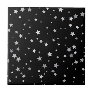 Cute Silver Stars mönster Bakgrund färg Kakelplatta
