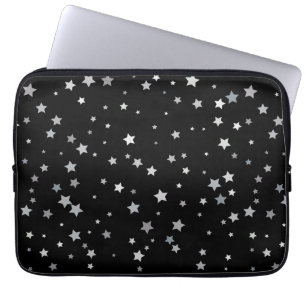 Cute Silver Stars mönster Bakgrund färg Laptop Fodral