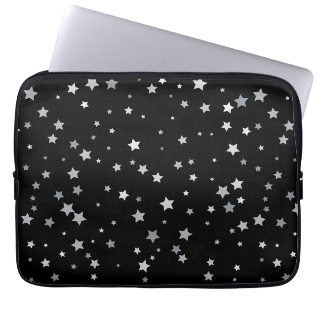 Cute Silver Stars mönster | Bakgrund färg Laptop Fodral (Framsidan)