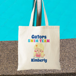 Cute Simma Team Girl Personlig Blonde Swimmer Tygkasse