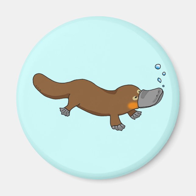 Cute simmande platypus med anka magnet (Framsidan)