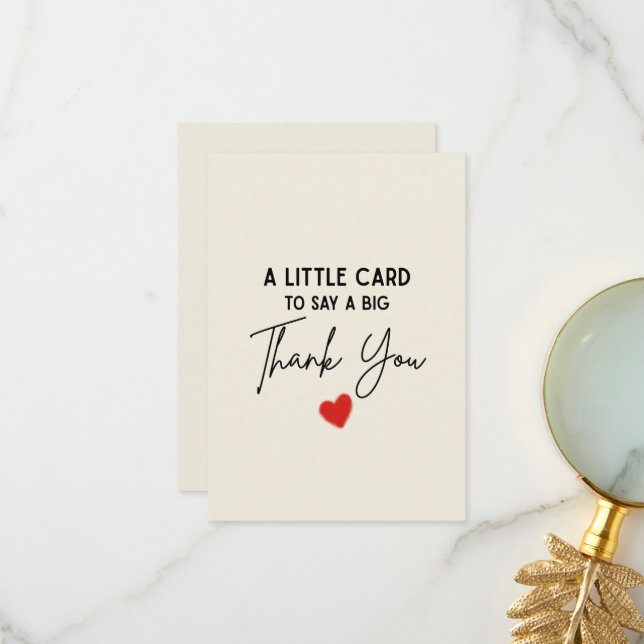 Cute Simple A Little Card To Say A Big Thank You Tack Kort (Fram/Back In Situ)