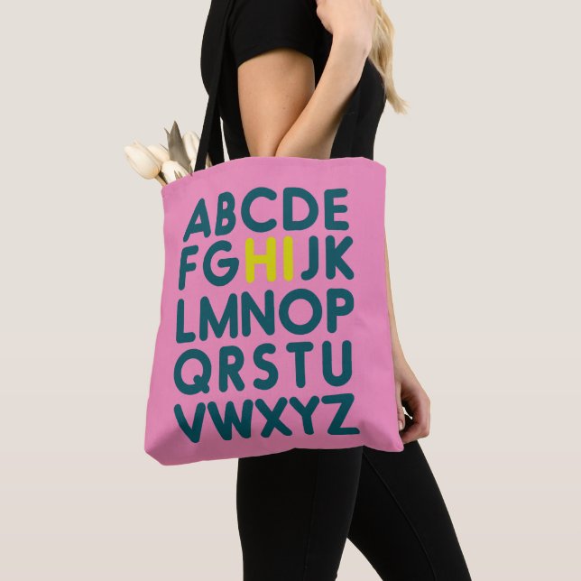 Cute Simple Alphabet Brev Art i Rosa Bibliotek  Tygkasse (Närbild)
