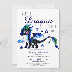Cute Simple Anpassningsbar Dragon Boy Shower Inbjudningar