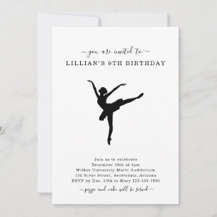 Cute Simple Ballet Dancing Birthday-inbjudan Inbjudningar