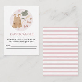 Cute Simple Barnkläder Rosa Diaper Raffle Tilläggskort