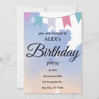 Cute Simple Birthday Party Invitation Inbjudningar