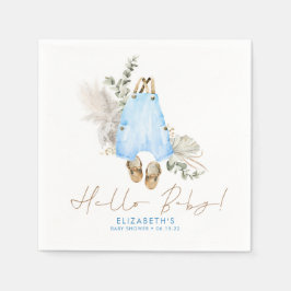 Cute Simple Blue and Brown Baby Shower Pappersservett