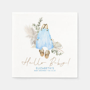 Cute Simple Blue and Brown Baby Shower Pappersservett