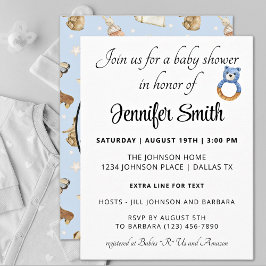Cute Simple Blue Boy Baby Shower Inbjudningar