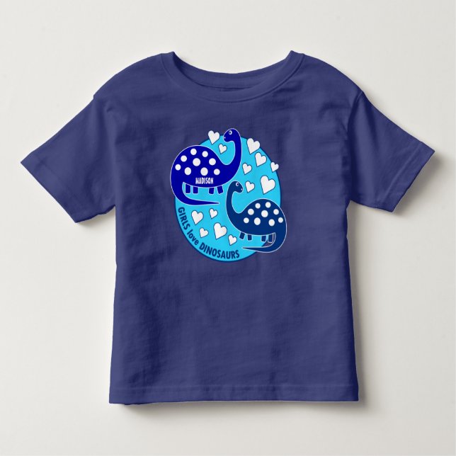 Cute Simple Blue Girls Dinosaur | Hjärter Tröja (Framsida)