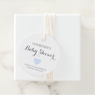 Cute Simple Blue Heart Boy Shower Gåvor Etiketter